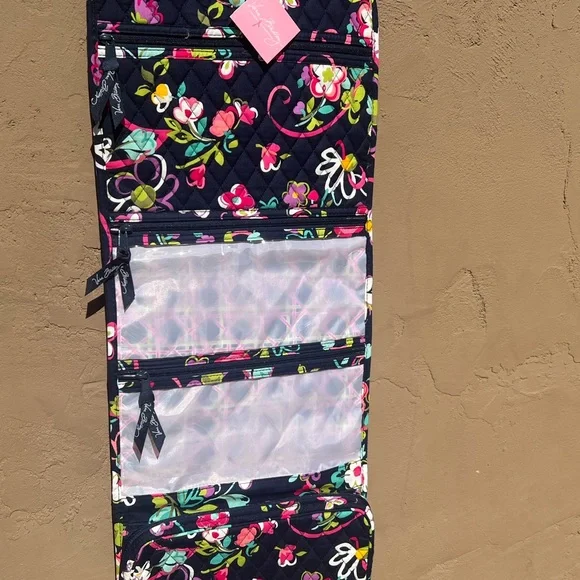 NWT Vera Bradley Navy Floral Quilted Hanging Organizer Cosmetic Makeup Jewelry - Picture 3 of 13